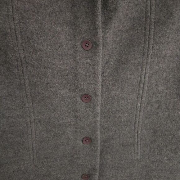 Talbots Gray 100% Wool‎ Detachable Black Faux Fur Collar Vtg Vest Size Med - Picture 3 of 9